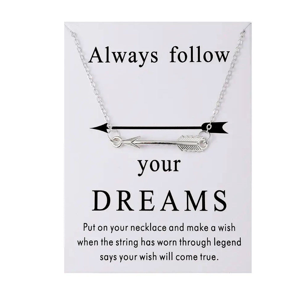 Arrow Silver Necklace w Always Follow Your Dreams Silver Jewelry Graduation